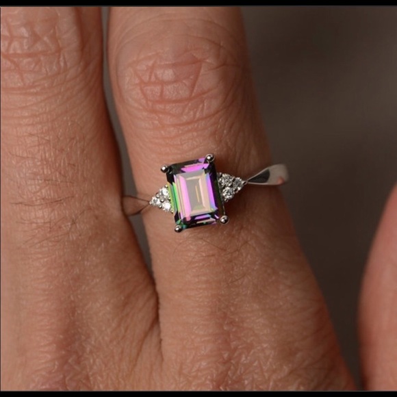 Jewelry - Princess Cut Mystic Rainbow Topaz Ring